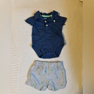 Carter's Navy and White Baby Bodysuit Set With Pear Accents